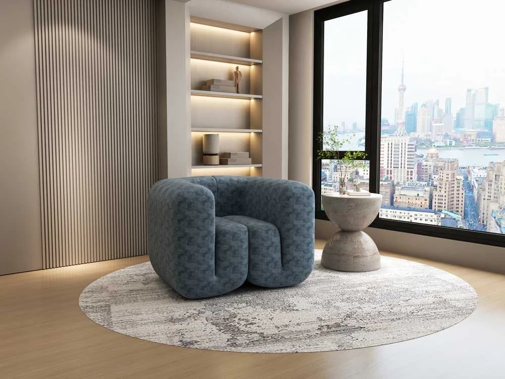 Dviejų vietų sofa Nua, 150 cm, mėlynas audinys