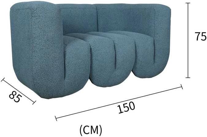 Dviejų vietų sofa Nua, 150 cm, mėlynas audinys