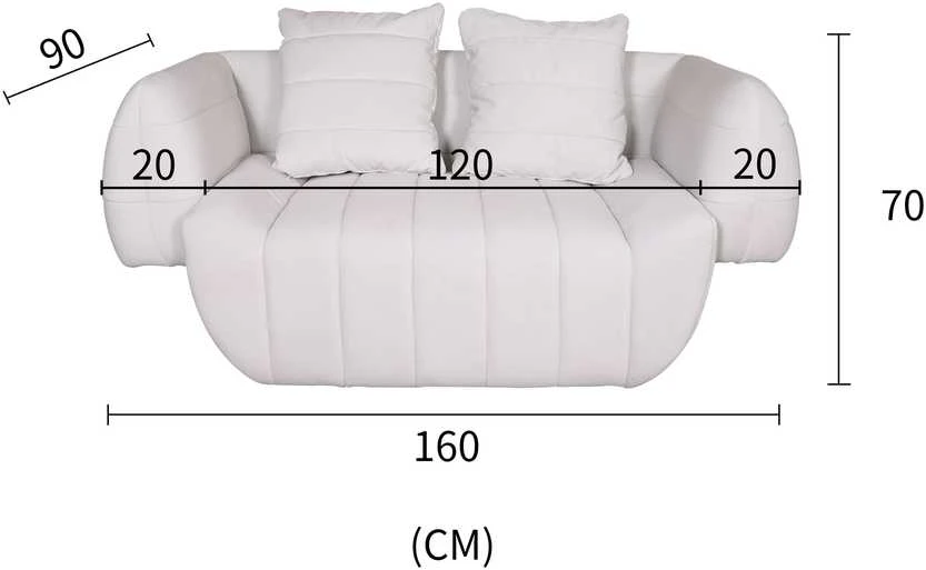 Dvivietė sofa, Nua, balta