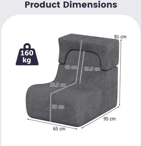 Promotions Grindų kėdė 95.3x64.8x81.3 cm pilka, nuimama galvos atrama, audinys