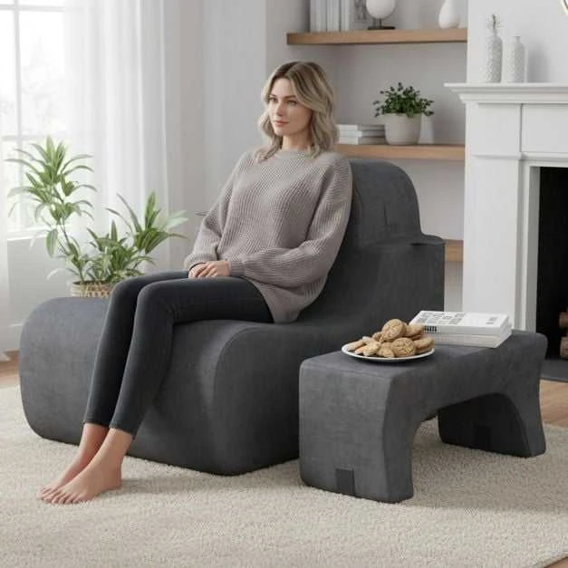 Promotions Grindų kėdė 95.3x64.8x81.3 cm pilka, nuimama galvos atrama, audinys