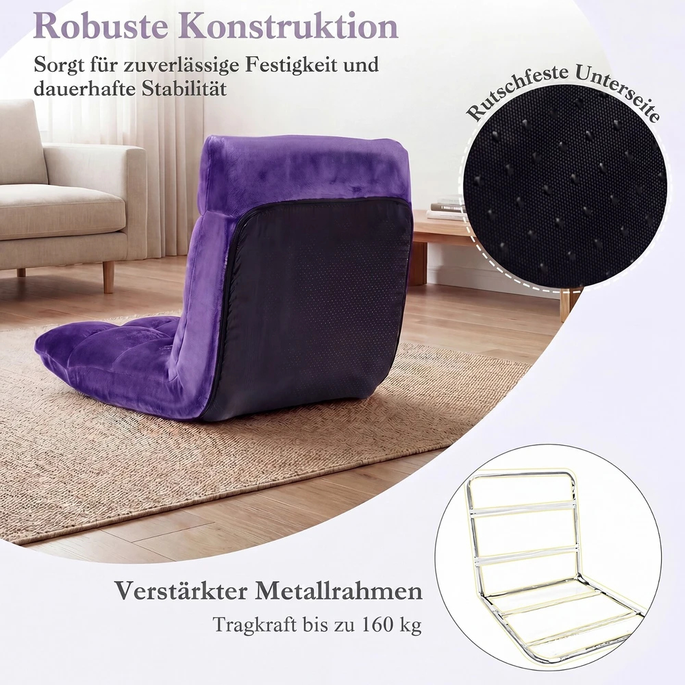 Sofa Promotions Sulankstoma grindų kėdė 49,5x60x51 cm violetinė