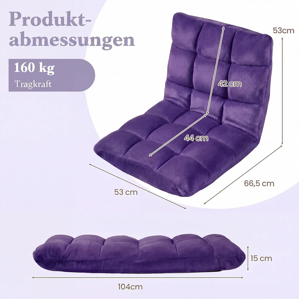 Sofa Promotions Sulankstoma grindų kėdė 49,5x60x51 cm violetinė