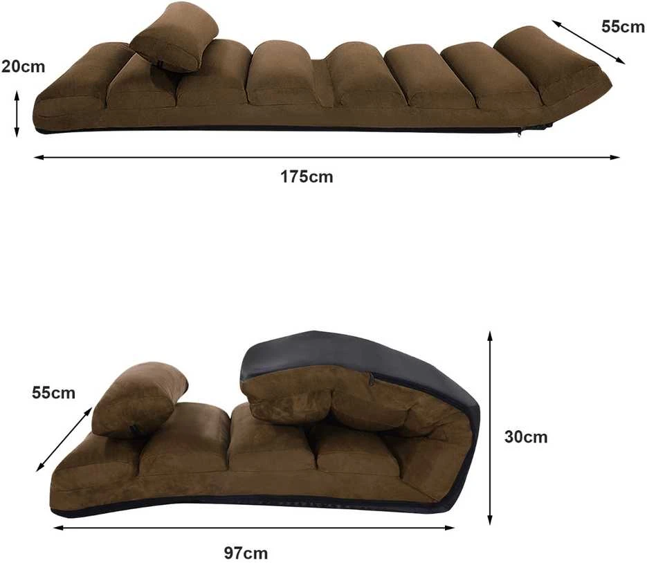 Promotions Sulankstomas tinginys sofos kėdė, 175x55x20 cm, ruda