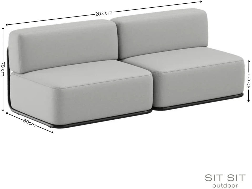 Sofa Sitsit Baldų sistema, STRAW 2', 0.8x2.04x0.78 m, Pilka