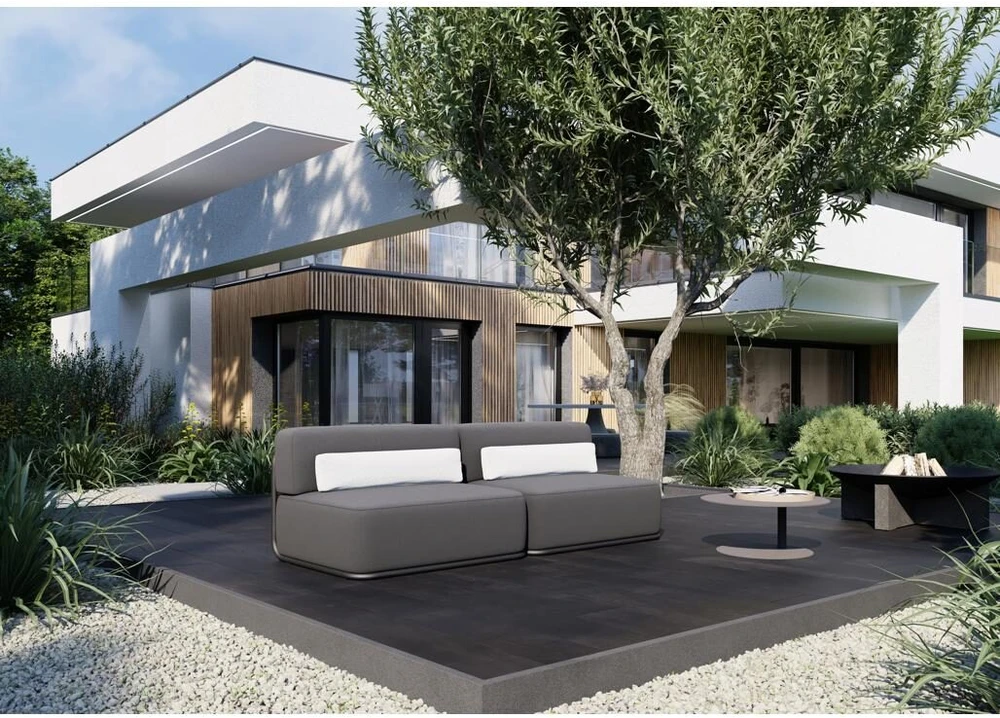Sofa Sitsit Lauko baldų rinkinys, STRAW, 0.8x2.04x0.78 m, Tamsiai pilka