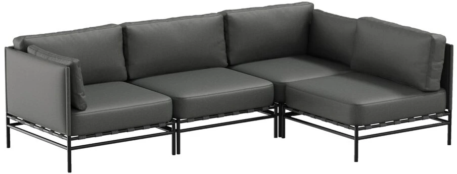 Sofa Sitsit Lauko moduliniai baldai, DANDY 3 + vienas modulis, 156x234 cm, tamsiai pilka spalva