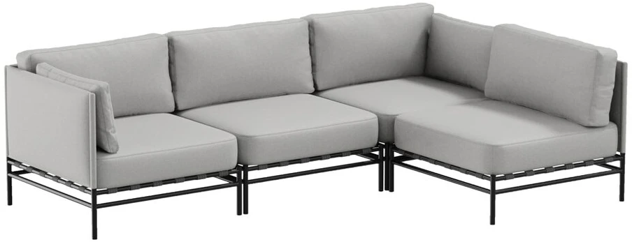Sofa Sitsit Lauko moduliniai baldai, "Dandy 3 + Single Module", 156x234x78 cm, pilka spalva