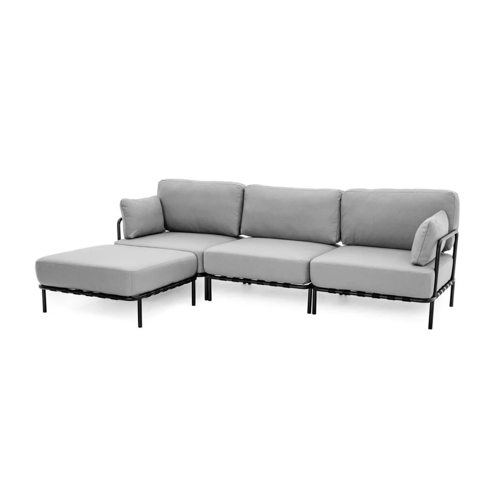 Sofa Sitsit Modulinė Baldų Sistema, Salve + Pufas, 156x234 cm, Pilka