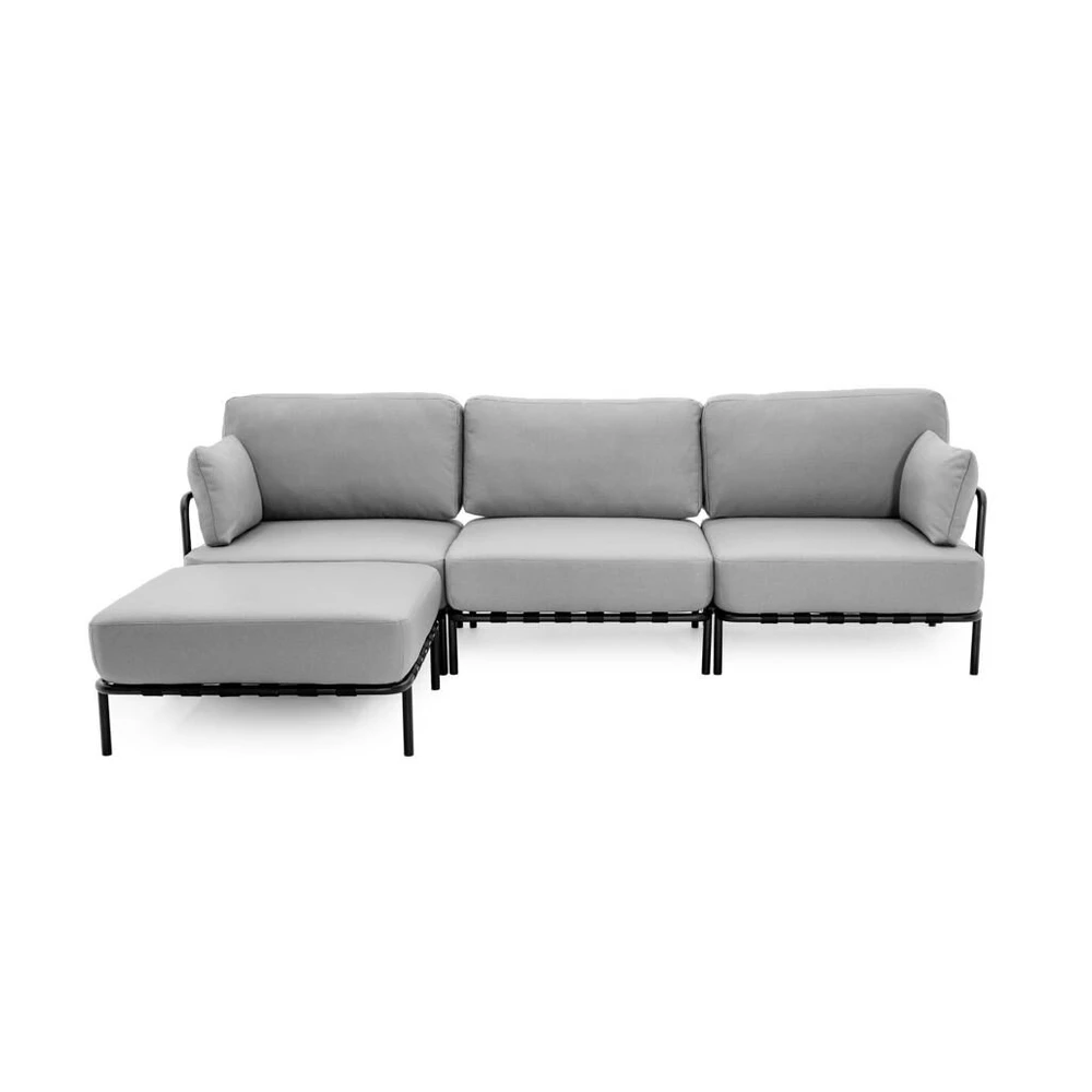 Sofa Sitsit Modulinė Baldų Sistema, Salve + Pufas, 156x234 cm, Pilka
