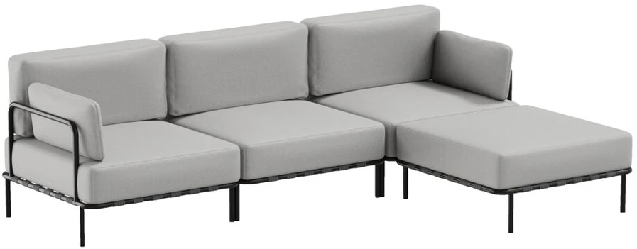 Sofa Sitsit Modulinė Baldų Sistema, Salve + Pufas, 156x234 cm, Pilka