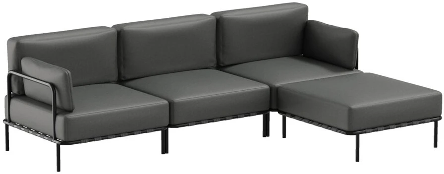 Sofa Sitsit Modulinės Baldai, SALVE 3' + Pufas, 156x234x78 cm, Tamsiai Pilka