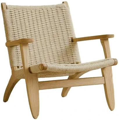 Venture Design Fotelis 61x45 cm smėlio spalvos balinto medžio poliesterio virvė guma