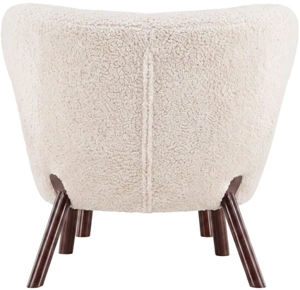 Sofa Venture Design Fotelis Ryxö su pakoja, baltas poliesteris-buklė, rudos medinės kojos