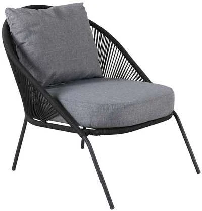 Venture Design Lounge kėdė Lindos 52x60 cm Juoda poliesterio virvė