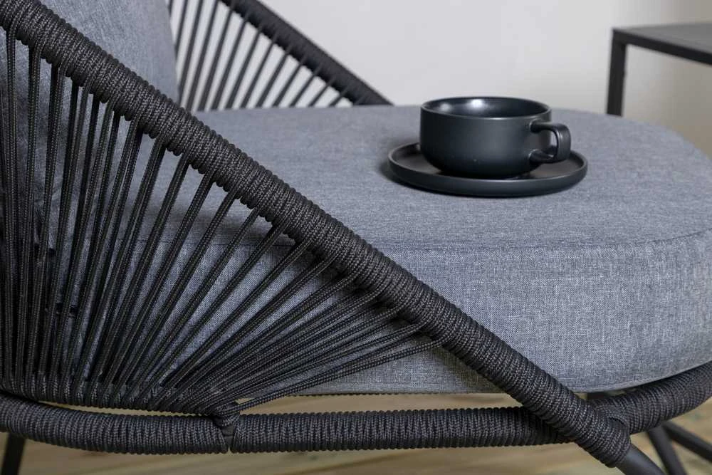 Venture Design Lounge kėdė Lindos 52x60 cm Juoda poliesterio virvė