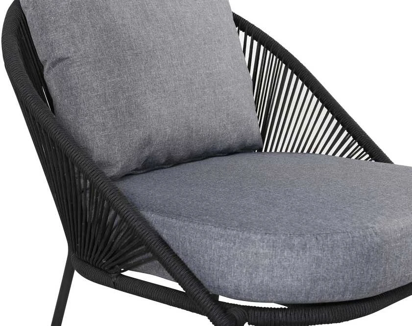 Venture Design Lounge kėdė Lindos 52x60 cm Juoda poliesterio virvė
