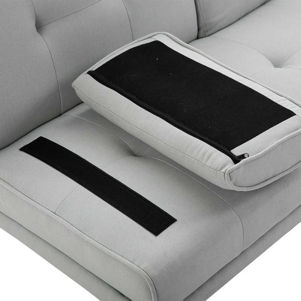 HOMCOM išskleidžiama sofa, patogi sofa-lova, 3 vietų, sofos lova, linas, šviesiai pilka, 181x77x72 cm