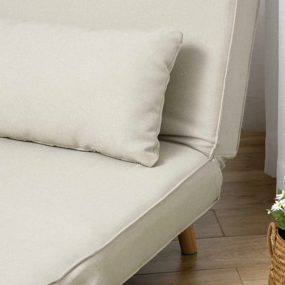 HOMCOM Sofa lova viengulė, sulankstoma sofa su reguliuojamu atlošu, šiaurietiška, lino imitacija