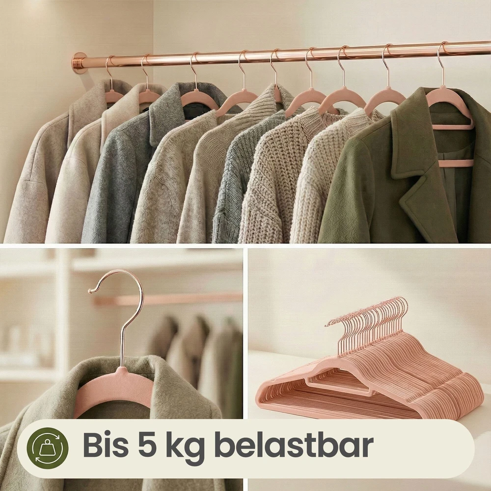 SONGMICS aksominiai drabužių pakabai, 50 vnt. rinkinys