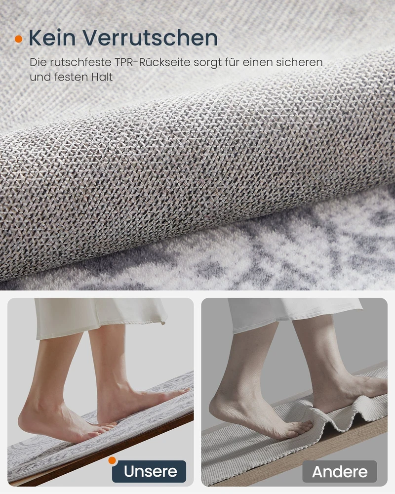 Songmics Apvali kiliminė danga, 120 cm skersmens, pilka