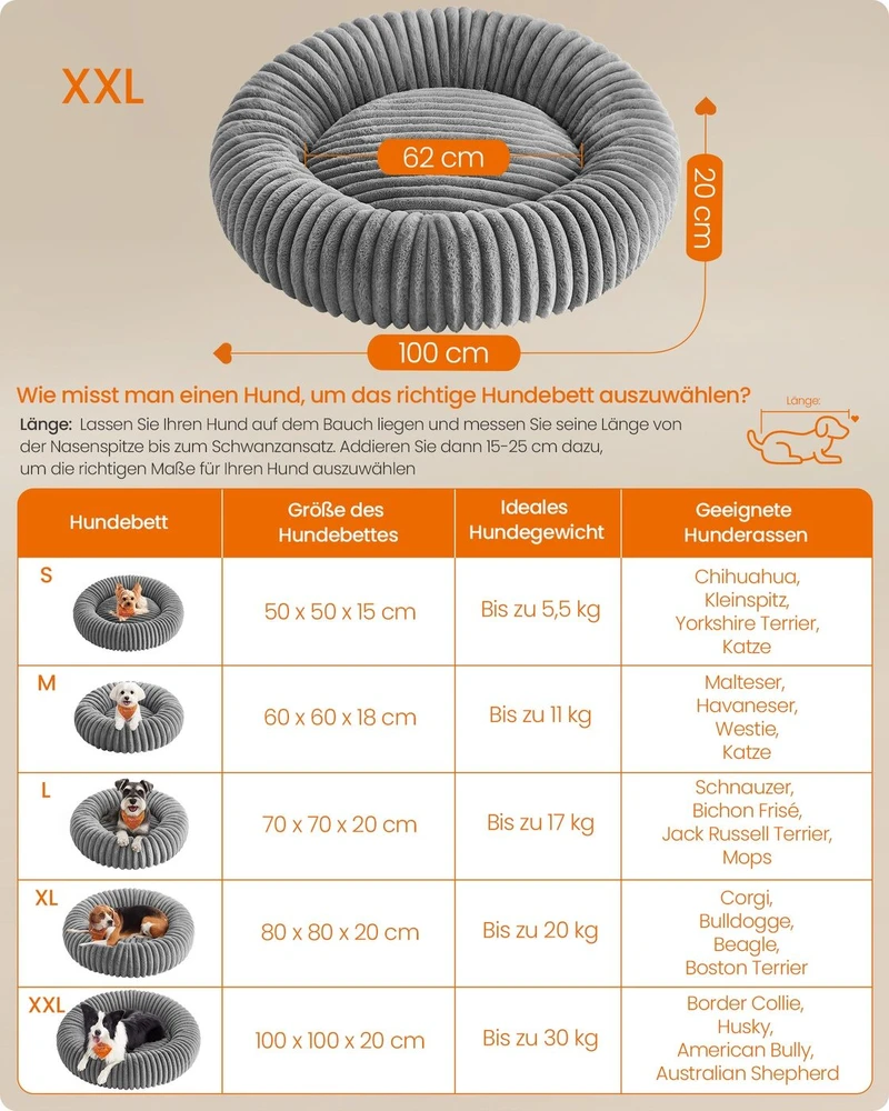 Songmics Šuns guolis 100 cm skersmens skalbiamas