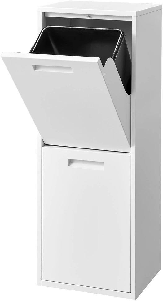 Songmics Šiukšlių rūšiavimo sistema su 2 × 17 l talpomis, balta, 24,1 × 34,7 × 92,1 cm