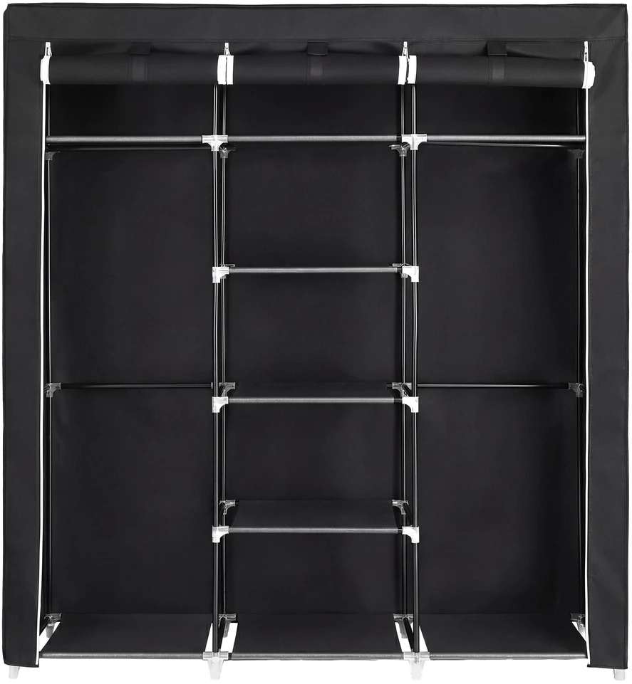 Songmics Tekstilinė drabužių spinta 175x150 cm, juoda