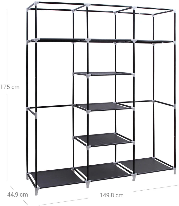 Songmics Medžiaginė spinta 175 x 150 cm juoda