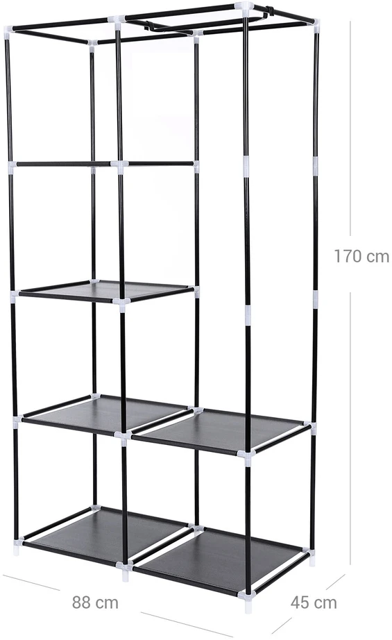 Songmics Audinys drabužių spinta 170 x 88 cm juoda