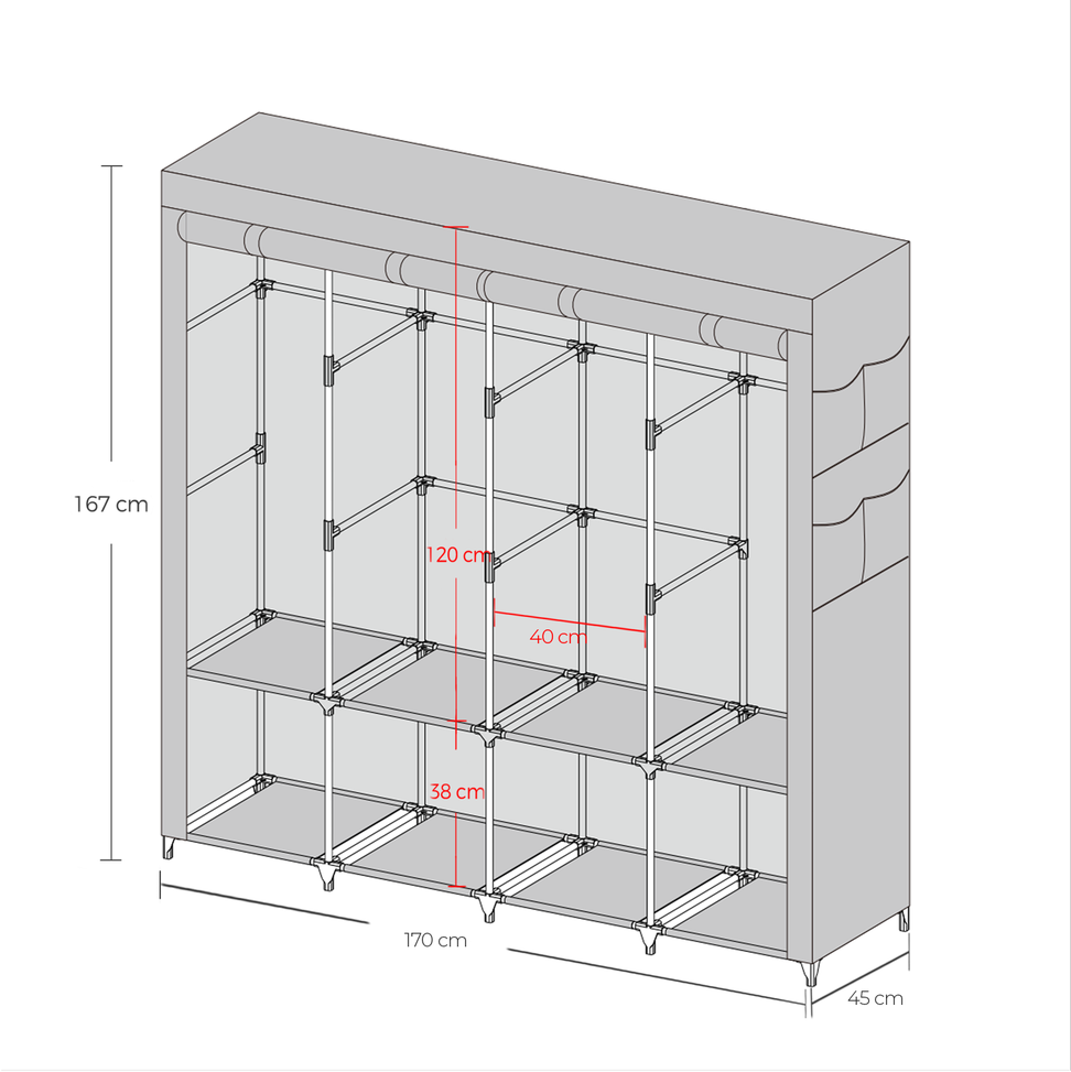 SONGMICS Audinio spinta, 45 x 170 x 167 cm