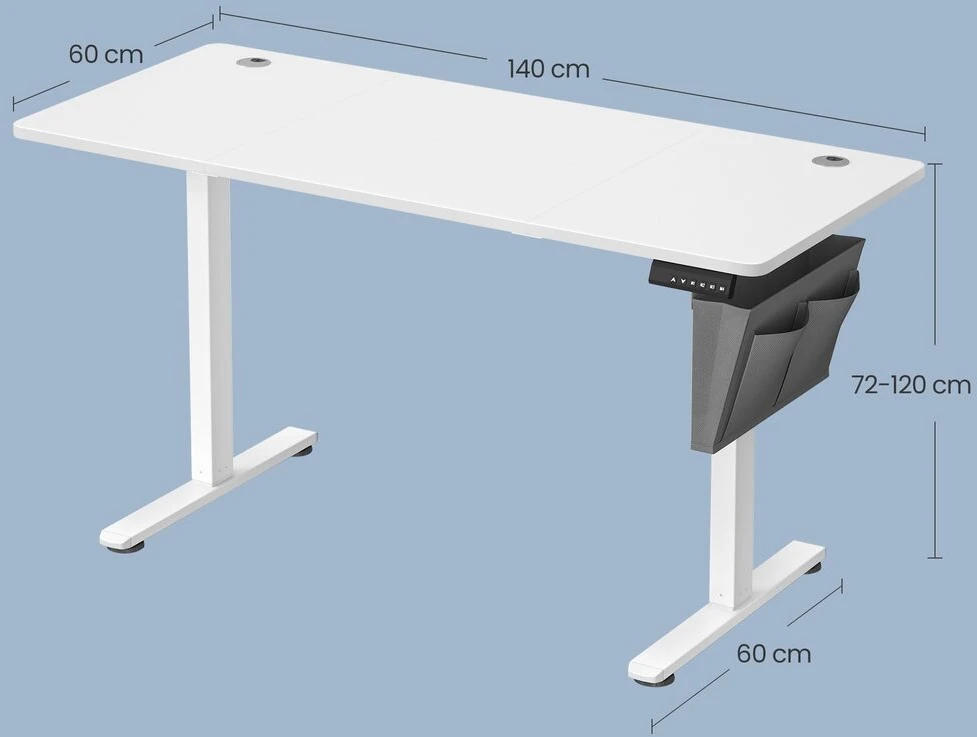 Songmics Reguliuojamo aukščio stalas 60 x 140 x 72-120cm
