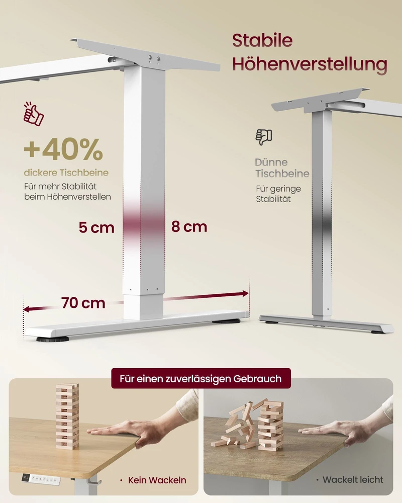 Songmics Aukštį reguliuojantis stalas su USB-C jungtimi, 180 x 80 cm
