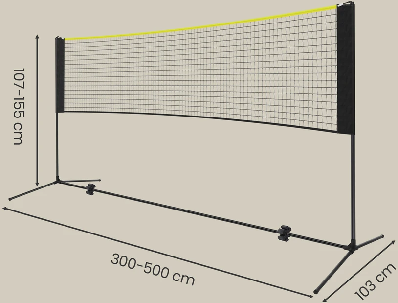 Songmics 4 m badmintono tinklas juodai geltonos spalvos