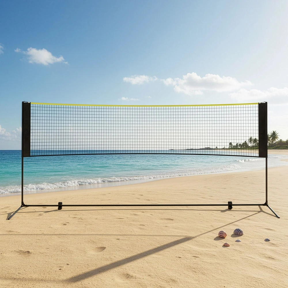 Songmics 4 m badmintono tinklas juodai geltonos spalvos