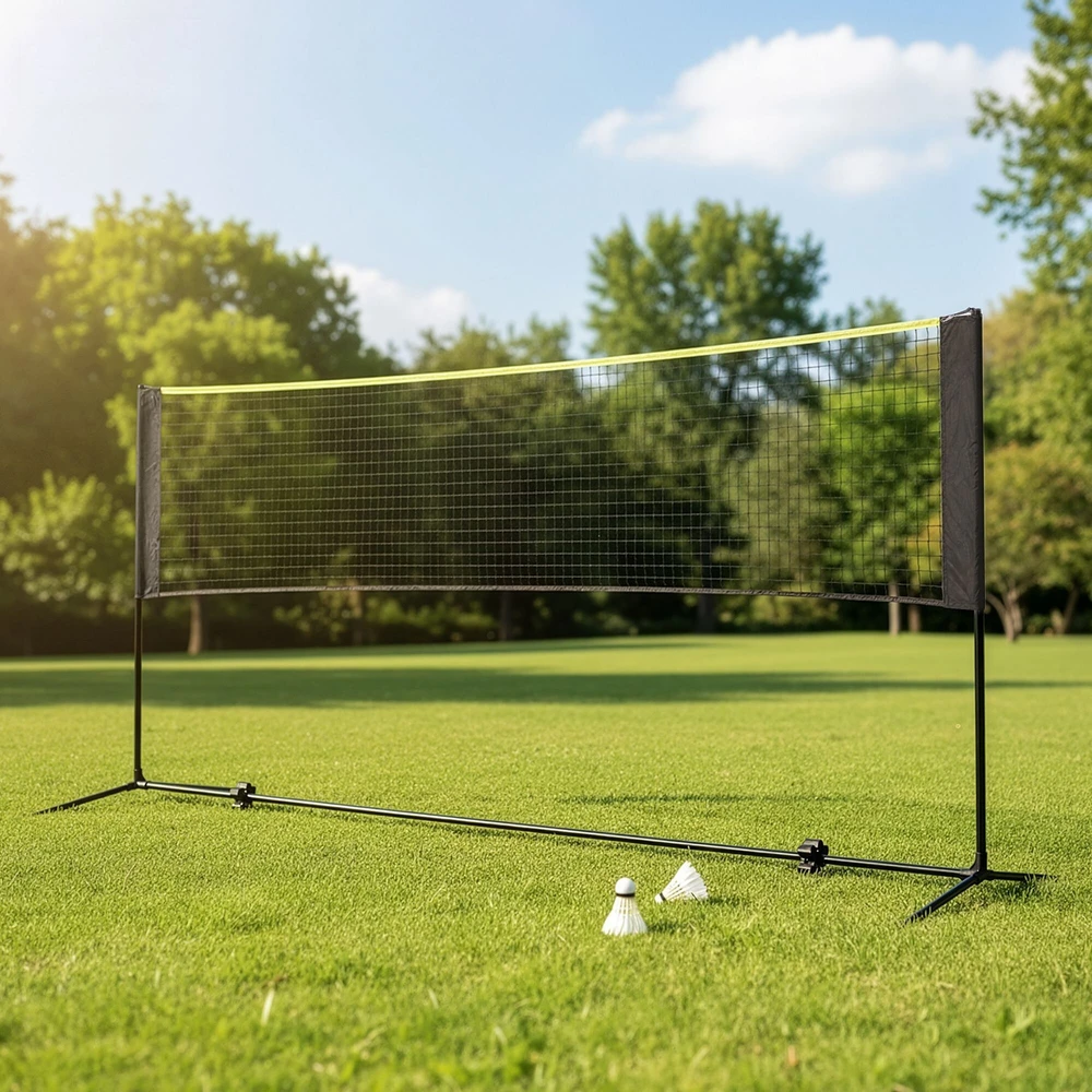 Songmics 4 m badmintono tinklas juodai geltonos spalvos