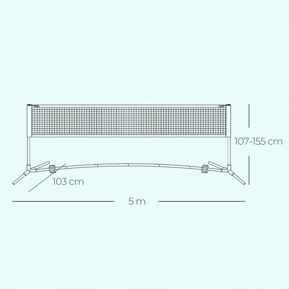 Songmics 500 cm badmintono tinklas, reguliuojamo aukščio, tinklinio tinklas