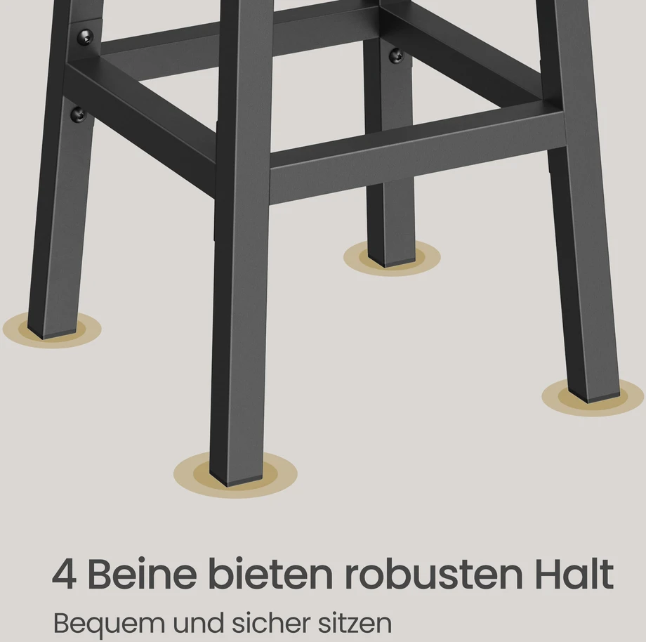 Songmics VASAGLE baro kėdės, 2 vnt. rinkinys, baro kėdės 65 cm aukščio, virtuvės kėdės su metaliniu rėmu