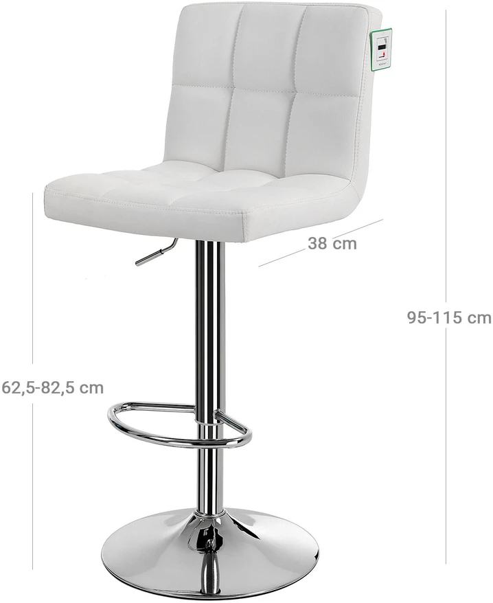 Songmics 2 baro kėdžių rinkinys iš dirbtinės odos baltos spalvos