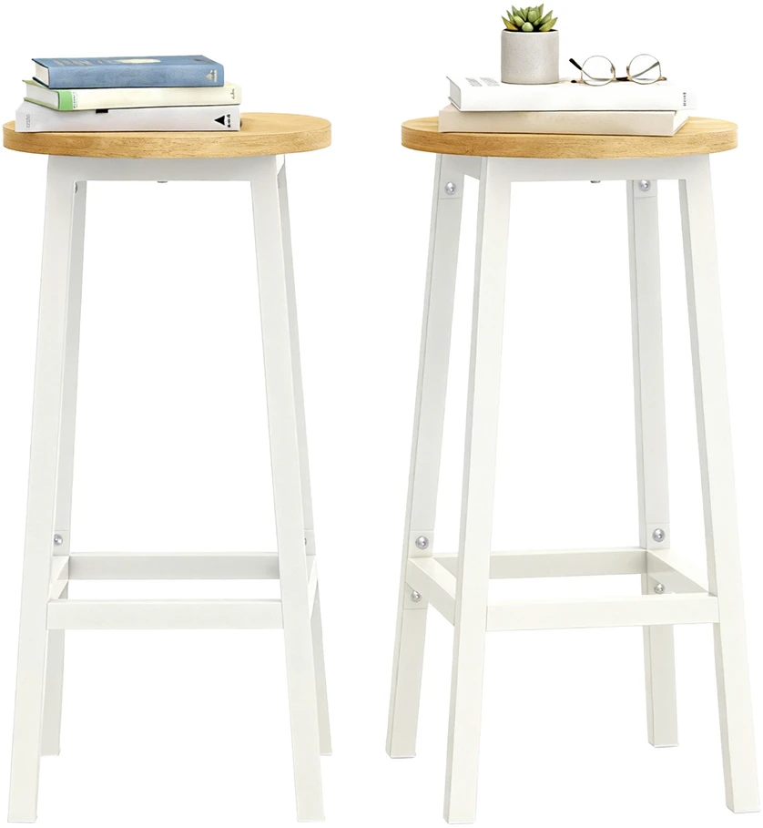 Songmics Baro kėdės, juodos, ąžuolo smėlio ir baltos, Ø 32 × 65 cm, 2 vnt.