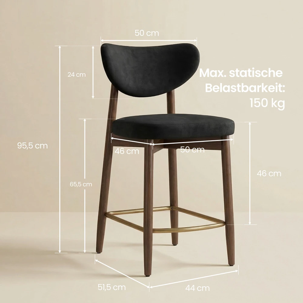 Songmics Baro kėdės su atlošu ir PU odos apdaila, juodos, 50 x 51,5 x 95,5 cm, 2 vnt.