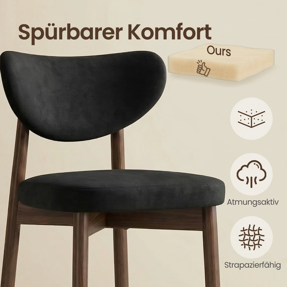 Songmics Baro kėdės su atlošu ir PU odos apdaila, juodos, 50 x 51,5 x 95,5 cm, 2 vnt.