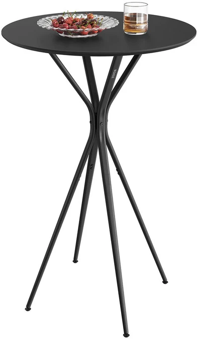 Songmics Vasagle Baro stalas su metaliniu rėmu 60 x 60 x 105 cm rašalas juodas matinis juodas