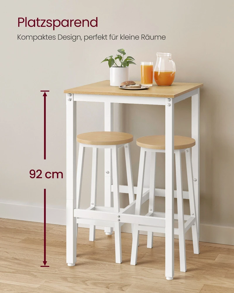 Songmics Vasagle Baro stalas su plieniniu rėmu 60 x 60 x 92 cm ąžuolinis smėlio spalvos stalas