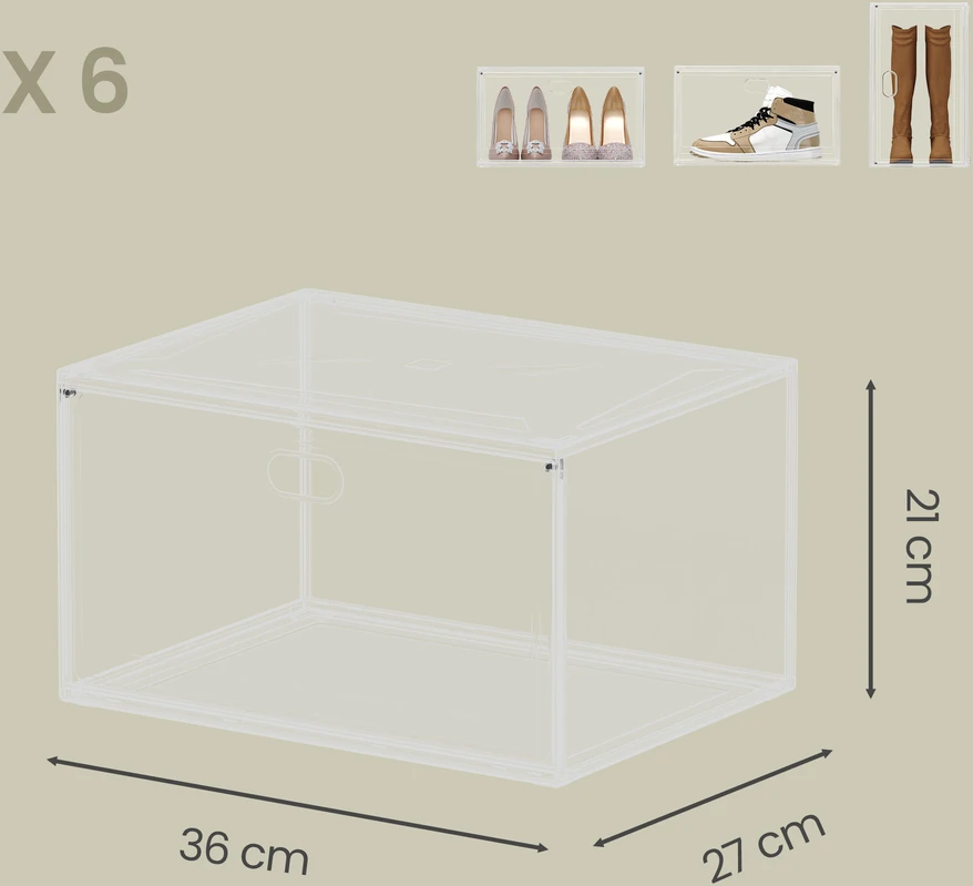Songmics Batų dėžės 36 x 27 x 21 cm 6 vnt.