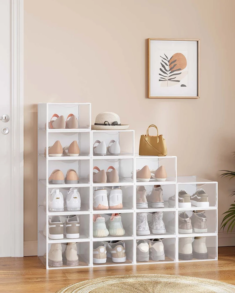 Songmics Batų dėžės 12 vnt. rinkinys su durelėmis 33,2 x 23 x 14,5 cm