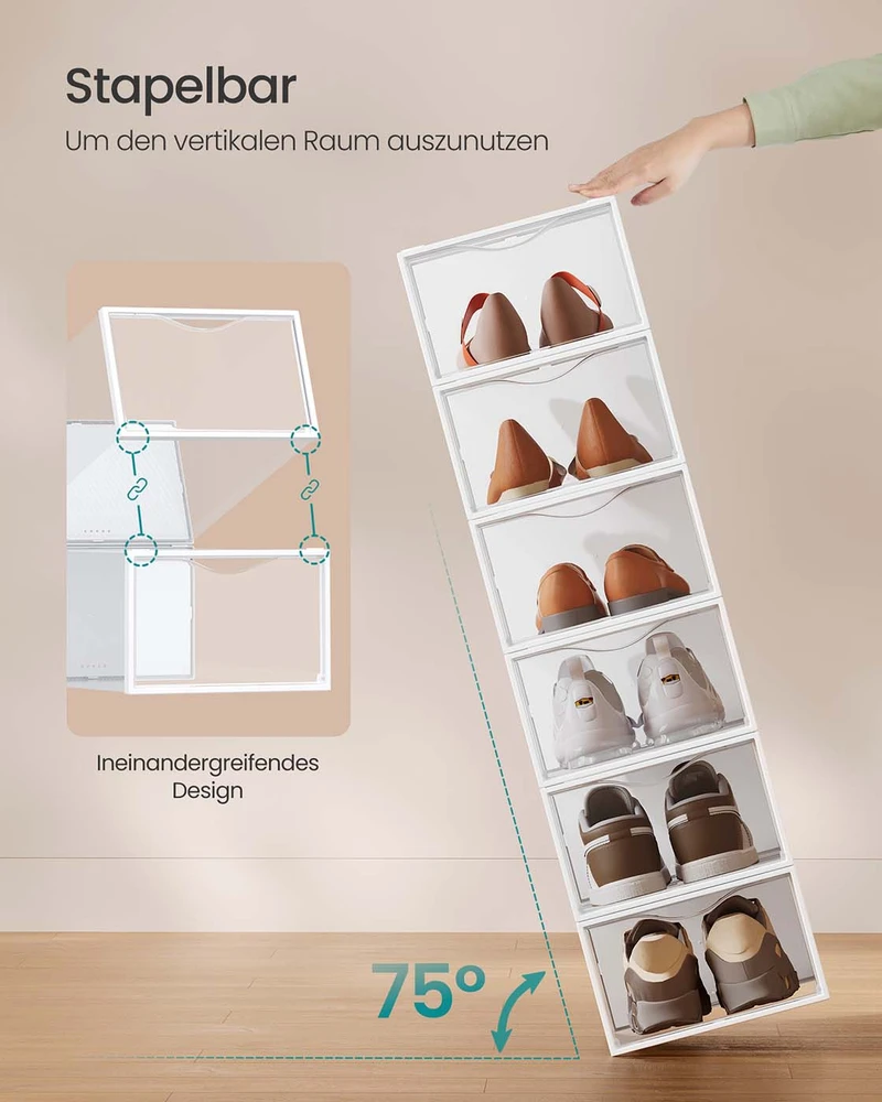 Songmics Batų dėžės 12 vnt. rinkinys su durelėmis 33,2 x 23 x 14,5 cm