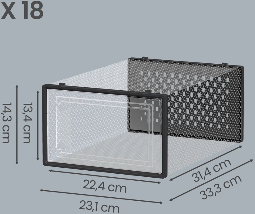Songmics 18vnt. batų dėžučių