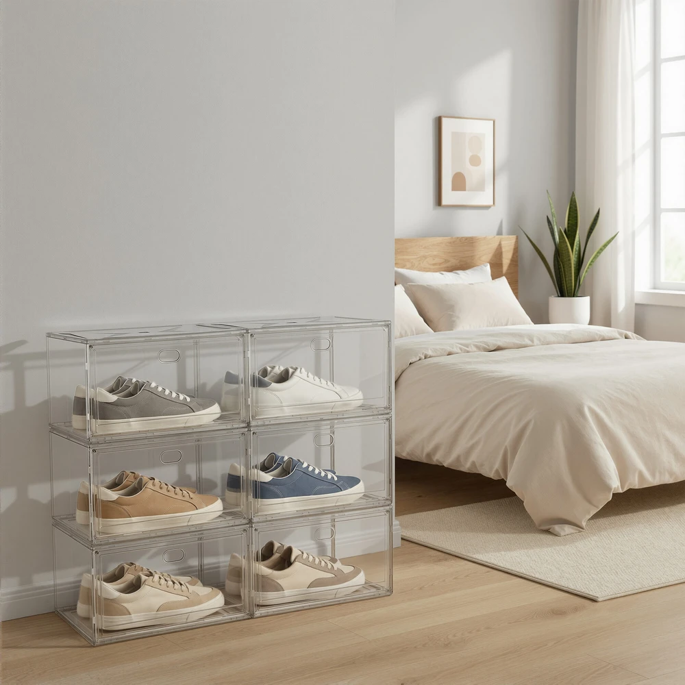 Songmics Batai laikymo dėžių rinkinys 3 vnt. 36x27x21 cm skaidrus plastikas