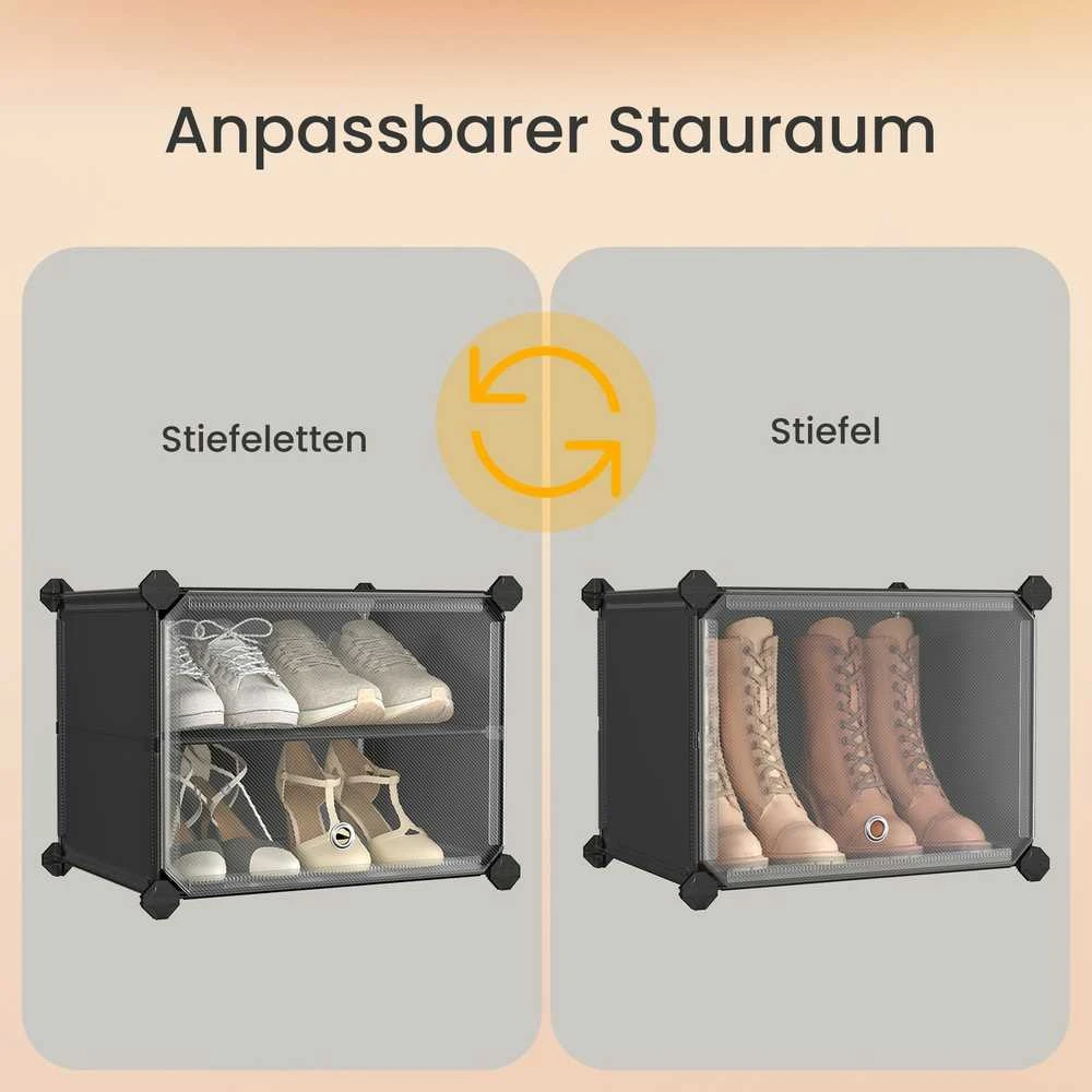 Songmics Batų lentyna su 8 skyreliais, juoda